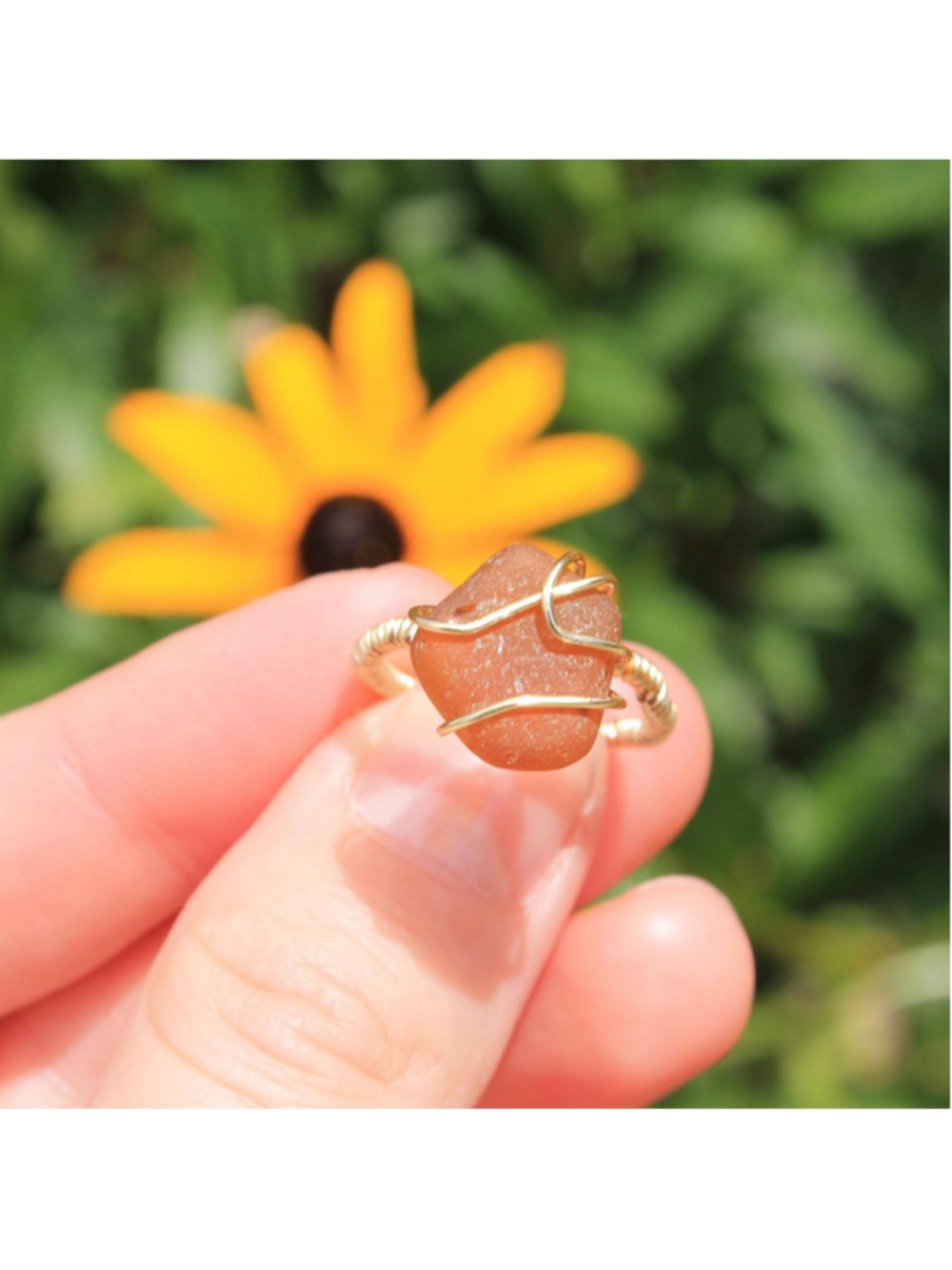Handmade gold wire wrapped brown seaglass ring ππ«
PM me with any questions ab - Picture 3 of 3